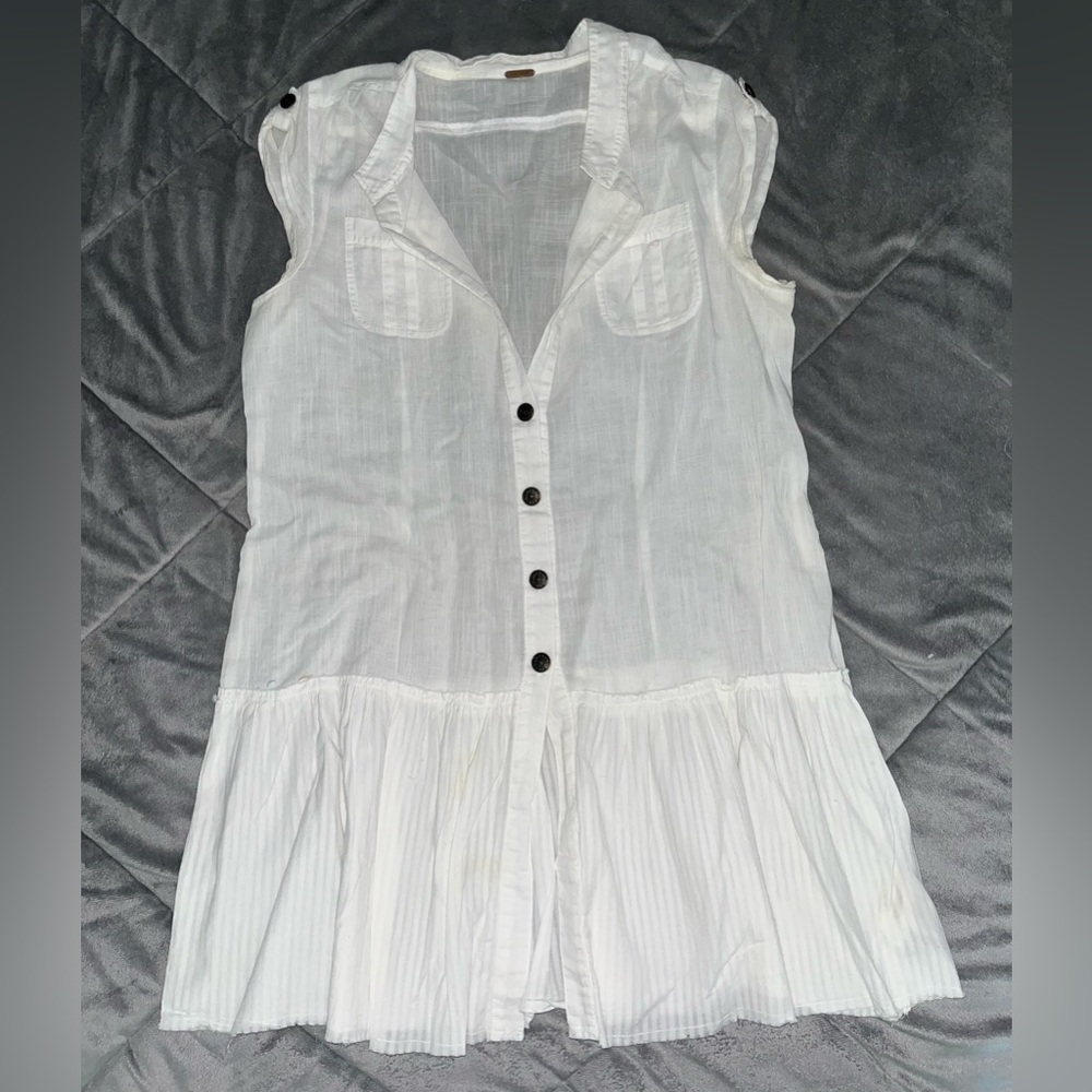 Free People White Linen Top